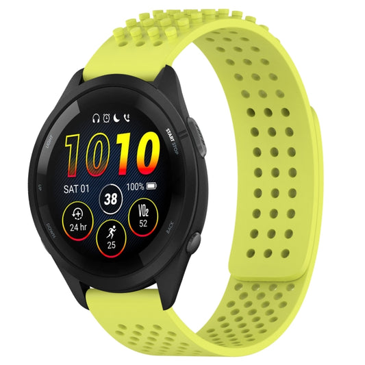 For Garmin Forerunner 265 22mm Holes Breathable 3D Dots Silicone Watch Band(Lime Green) - Watch Bands by PMC Jewellery | Online Shopping South Africa | PMC Jewellery