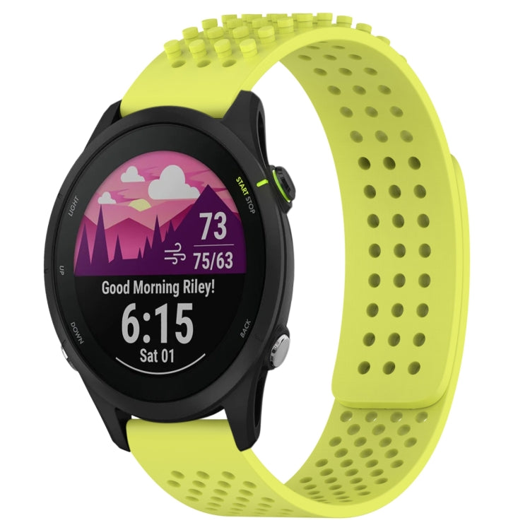 For Garmin Forerunner 255 Music 22mm Holes Breathable 3D Dots Silicone Watch Band(Lime Green) - Watch Bands by PMC Jewellery | Online Shopping South Africa | PMC Jewellery