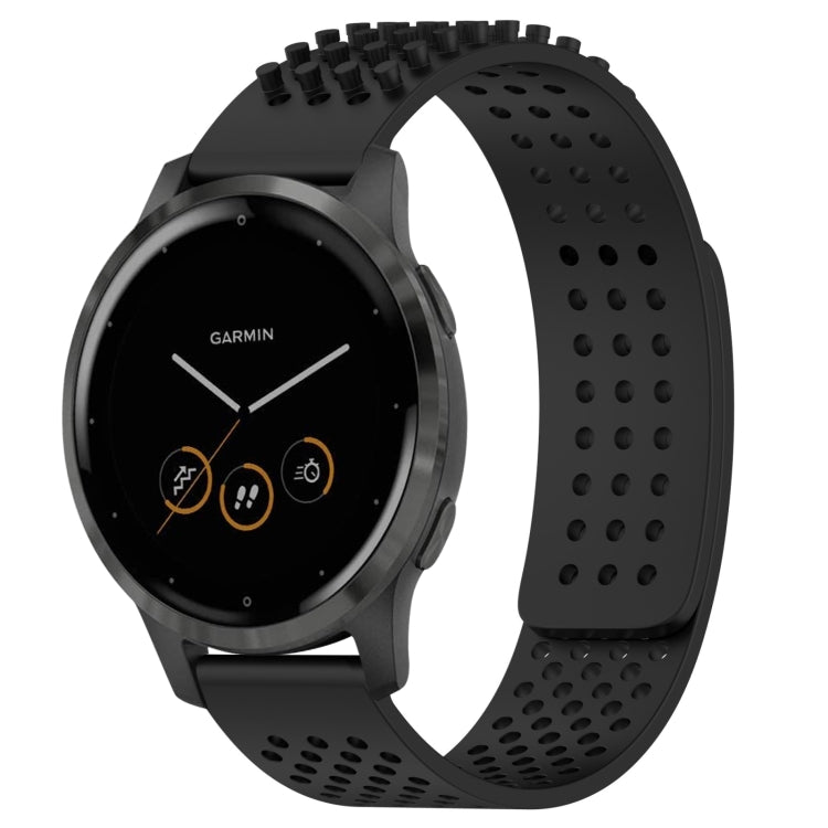 For Garmin Vivoactive 4 22mm Holes Breathable 3D Dots Silicone Watch Band(Black) - Watch Bands by PMC Jewellery | Online Shopping South Africa | PMC Jewellery
