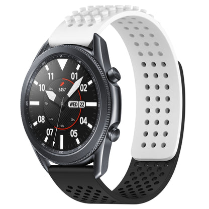 For Samsung Galaxy Watch3 45mm 22mm Holes Breathable 3D Dots Silicone Watch Band(White+Black) - Watch Bands by PMC Jewellery | Online Shopping South Africa | PMC Jewellery