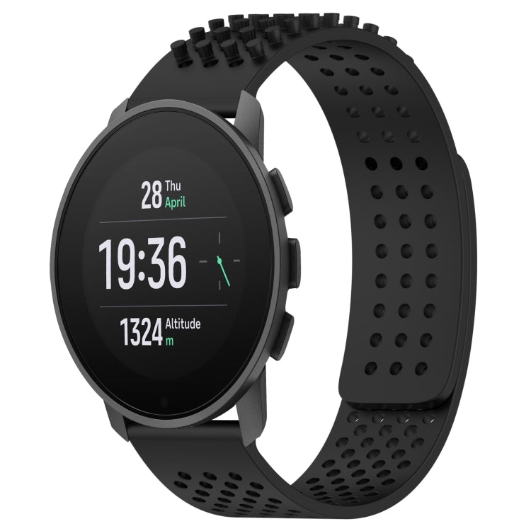 For SUUNTO 9 Peak Pro 22mm Holes Breathable 3D Dots Silicone Watch Band(Black) -  by PMC Jewellery | Online Shopping South Africa | PMC Jewellery