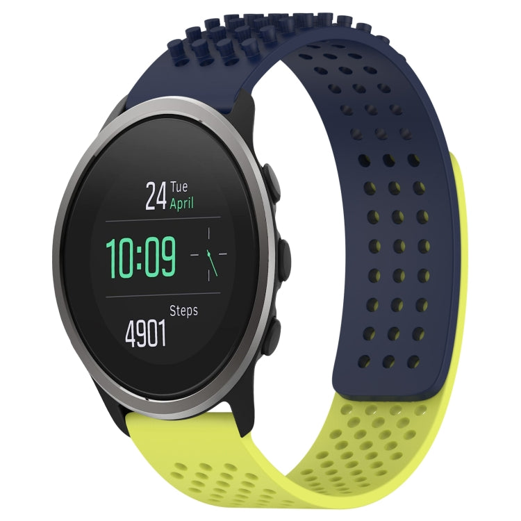 For SUUNTO 5 Peak 22mm Holes Breathable 3D Dots Silicone Watch Band(Midnight Blue+Lime Green) -  by PMC Jewellery | Online Shopping South Africa | PMC Jewellery