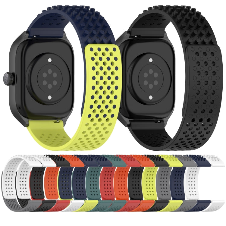 For SUUNTO 5 Peak 22mm Holes Breathable 3D Dots Silicone Watch Band(Midnight Blue+Lime Green) -  by PMC Jewellery | Online Shopping South Africa | PMC Jewellery