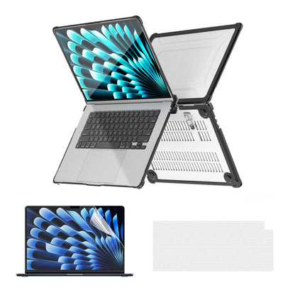 For MacBook Air 15.3 A2941 ENKAY Hat-Prince 3 in 1 Protective Bracket Case Cover Hard Shell with TPU Keyboard Film / PET Screen Protector, Version:US(Black) - MacBook Air Cases by ENKAY | Online Shopping South Africa | PMC Jewellery | Buy Now Pay Later Mobicred