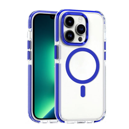 For iPhone 13 Pro Max Dual-color MagSafe TPU Hybrid Clear PC Shockproof Phone Case(Blue) - iPhone 13 Pro Max Cases by PMC Jewellery | Online Shopping South Africa | PMC Jewellery