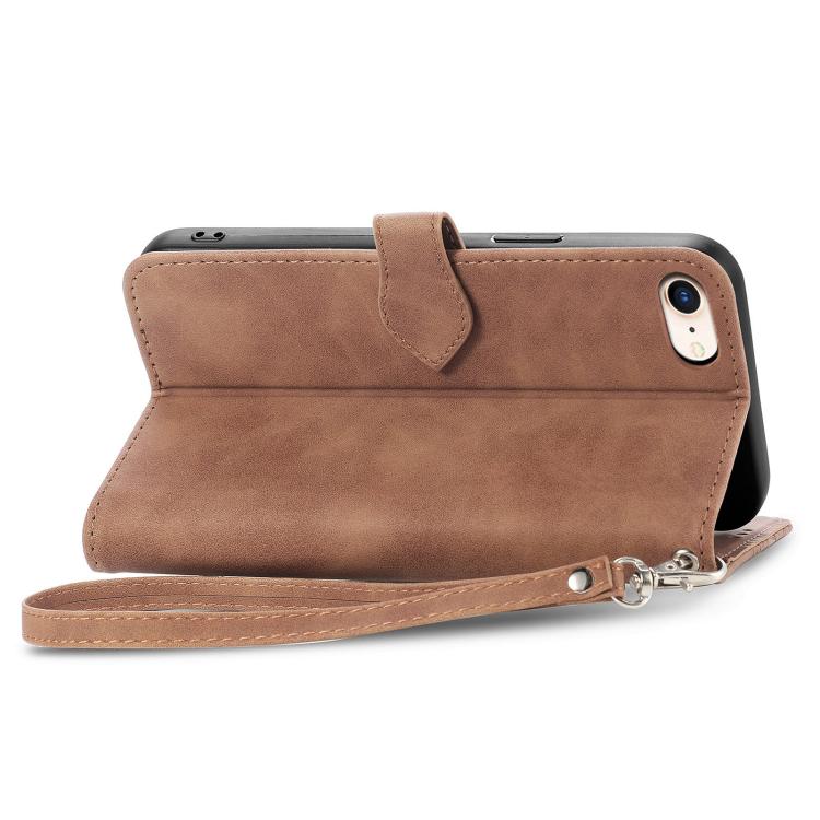 For iPhone 16e Embossed Flower Zipper Leather Phone Case(Brown) - iPhone 16e Cases by PMC TechLife | Online Shopping South Africa | PMC TechLife | Buy Now Pay Later Mobicred