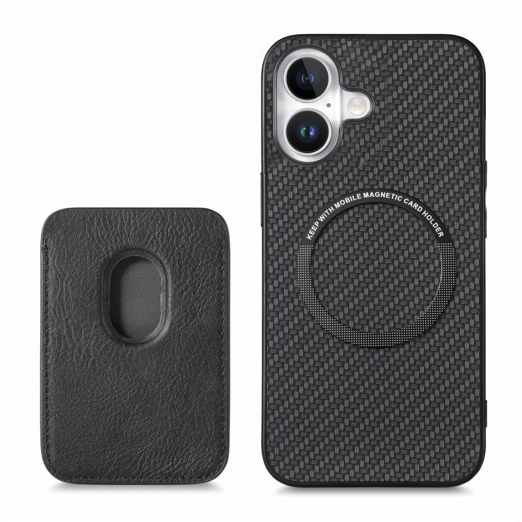 For iPhone 16 Plus Carbon Fiber Leather Card Magsafe Phone Case(Black) - iPhone 16 Plus Cases by PMC Jewellery | Online Shopping South Africa | PMC Jewellery | Buy Now Pay Later Mobicred