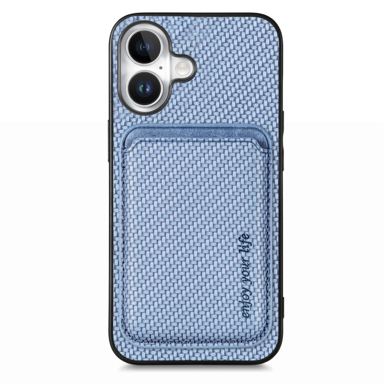 For iPhone 16 Plus Carbon Fiber Leather Card Magsafe Phone Case(Blue) - iPhone 16 Plus Cases by PMC Jewellery | Online Shopping South Africa | PMC Jewellery | Buy Now Pay Later Mobicred