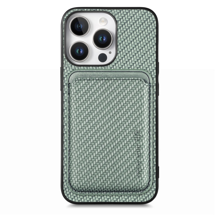 For iPhone 16 Pro Carbon Fiber Leather Card Magsafe Phone Case(Green) - iPhone 16 Pro Cases by PMC Jewellery | Online Shopping South Africa | PMC Jewellery | Buy Now Pay Later Mobicred