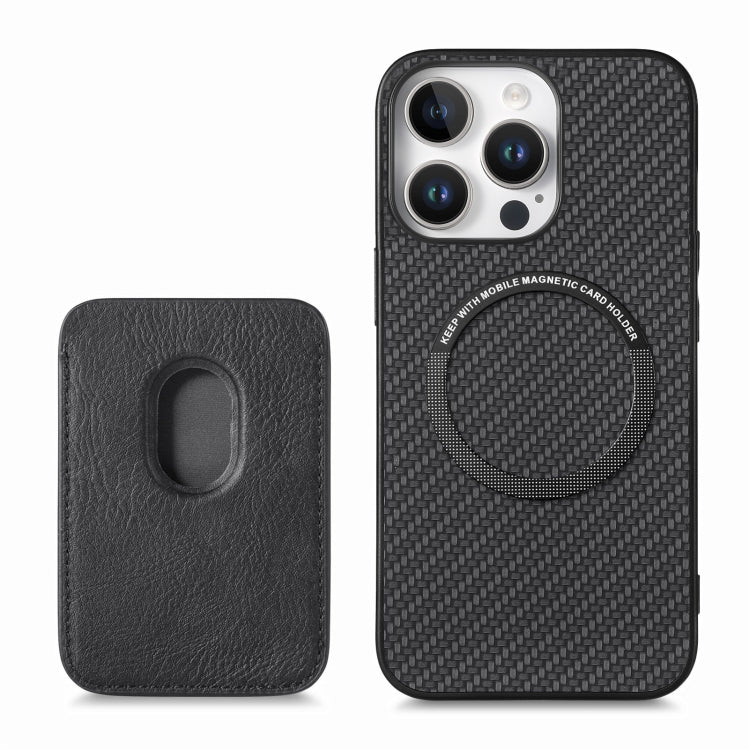 For iPhone 16 Pro Max Carbon Fiber Leather Card Magsafe Phone Case(Black) - iPhone 16 Pro Max Cases by PMC Jewellery | Online Shopping South Africa | PMC Jewellery | Buy Now Pay Later Mobicred