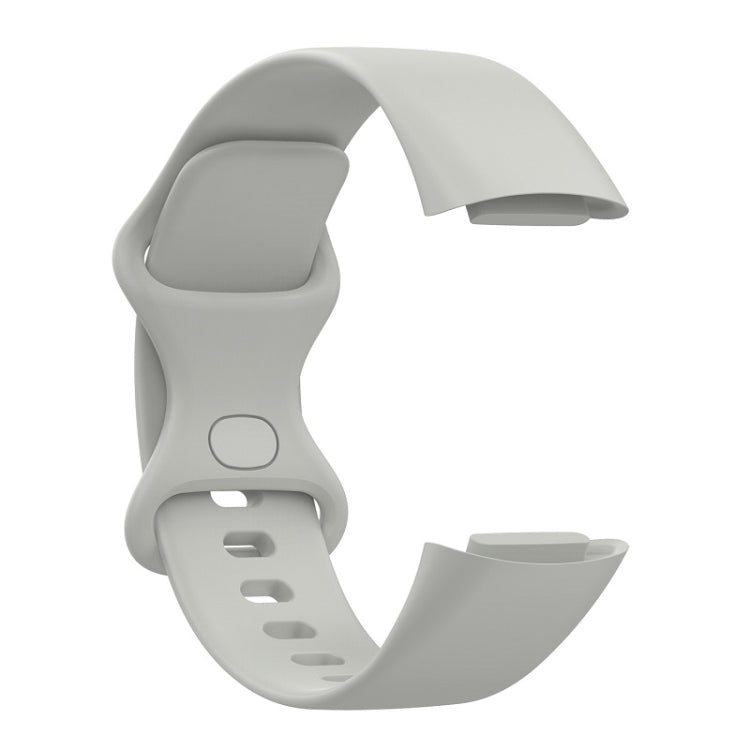 For Fitbit Charge 6 Solid Color Butterfly Buckle Silicone Watch Band, Size:S Size(Gray) - Watch Bands by PMC TechLife | Online Shopping South Africa | PMC TechLife | Buy Now Pay Later Mobicred