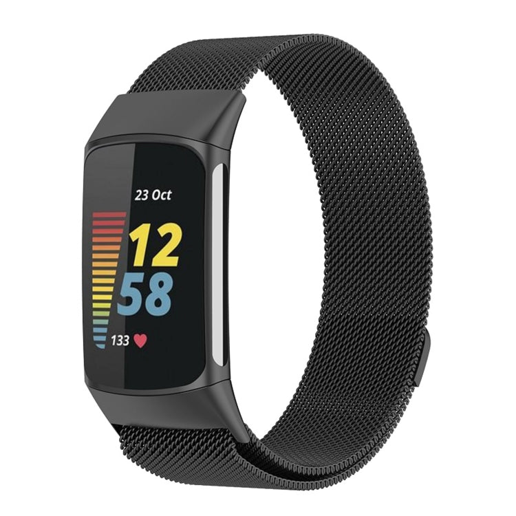 For Fitbit Charge 6 Milan Magnetic Metal Steel Mesh Watch Band(Black) - Watch Bands by PMC Jewellery | Online Shopping South Africa | PMC Jewellery | Buy Now Pay Later Mobicred