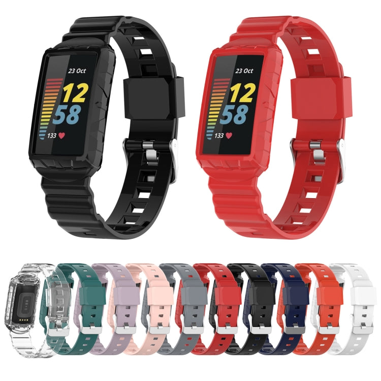 For Fitbit Charge 6 / 5 / 4 / 3 Armor Integrated TPU Watch Band(White) - Watch Bands by PMC TechLife | Online Shopping South Africa | PMC TechLife | Buy Now Pay Later Mobicred