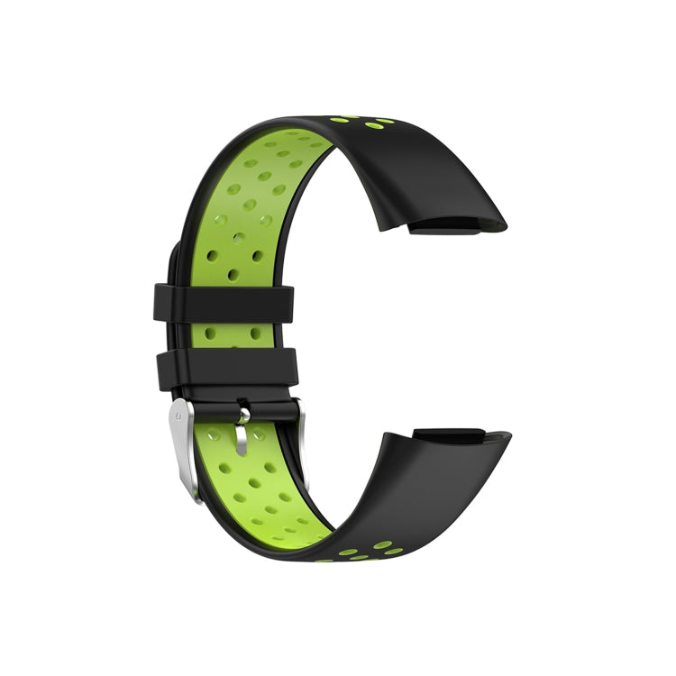 For Fitbit Charge 6 Dual Color Breathable Silicone Watch Band(Black+Lime) - Watch Bands by PMC Jewellery | Online Shopping South Africa | PMC Jewellery | Buy Now Pay Later Mobicred