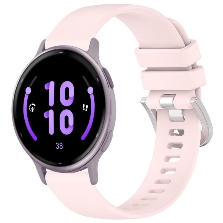 For Garmin Vivoactive 5 Liquid Glossy Silver Buckle Silicone Watch Band(Pink) - Watch Bands by PMC Jewellery | Online Shopping South Africa | PMC Jewellery