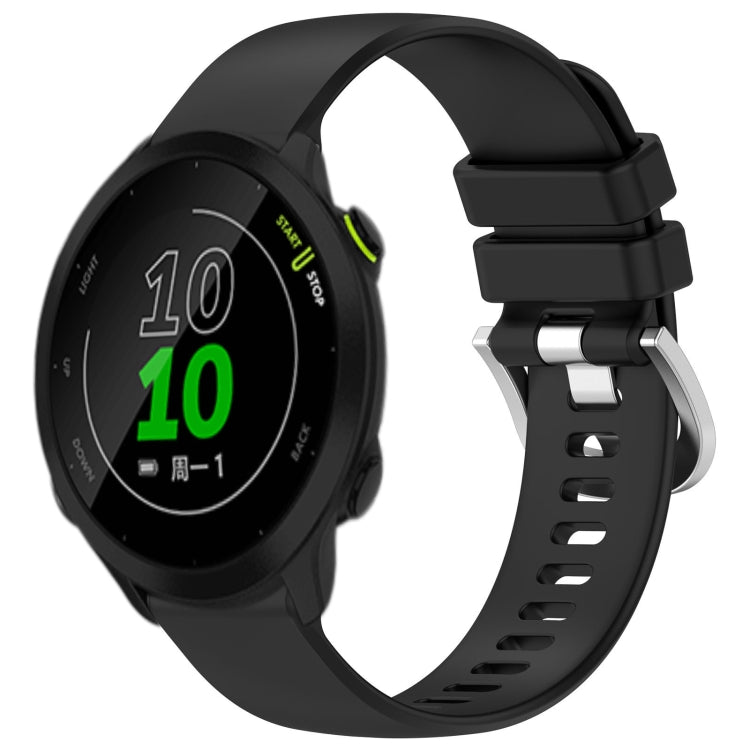 For Garmin Forerunner 158 / 55 Liquid Glossy Silver Buckle Silicone Watch Band(Black) - free shipping - PMC TechLife - Order now!