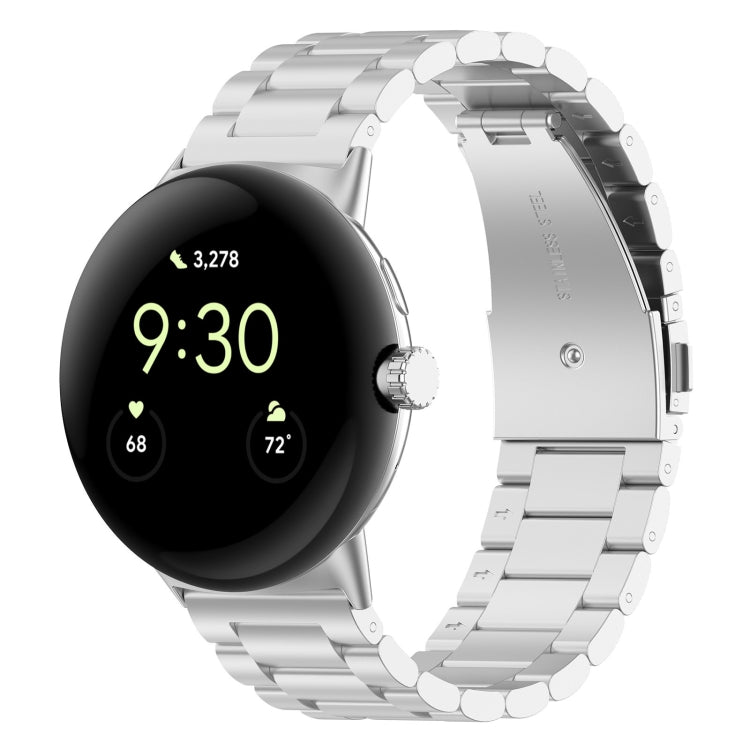 For Google Pixel Watch 2 Three Bead Stainless Steel Metal Watch Band(Silver) - free shipping - PMC TechLife - Order now!