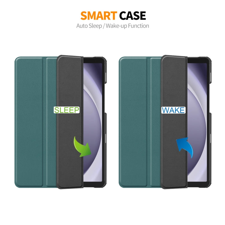 For Samsung Galaxy Tab A9+ 11.0 ENKAY Tri-fold Custer Texture Leather Smart Tablet Case(Black) - free shipping - PMc TechLife - Order now!