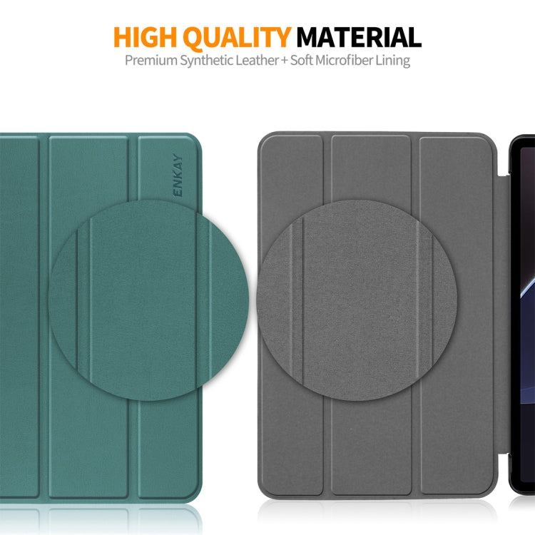 For Samsung Galaxy Tab A9+ 11.0 ENKAY Tri-fold Custer Texture Leather Smart Tablet Case(Black) - free shipping - PMc TechLife - Order now!