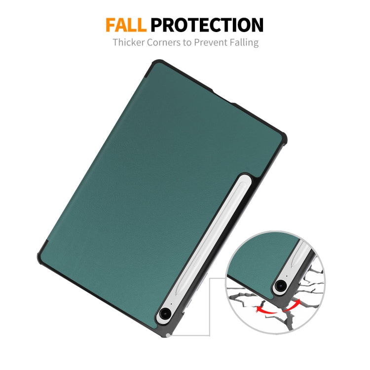 For Samsung Galaxy Tab S9 FE ENKAY Tri-fold Custer Texture Leather Smart Tablet Case(White) - free shipping - PMC Jewellery - Order now!