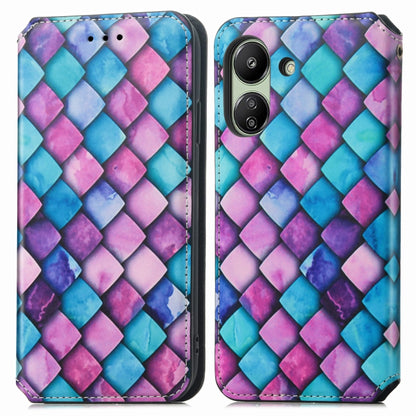 For Xiaomi Redmi 13C CaseNeo Colorful Magnetic Leather Phone Case(Purple Scales) - 13C Cases by PMC Jewellery | Online Shopping South Africa | PMC Jewellery | Buy Now Pay Later Mobicred