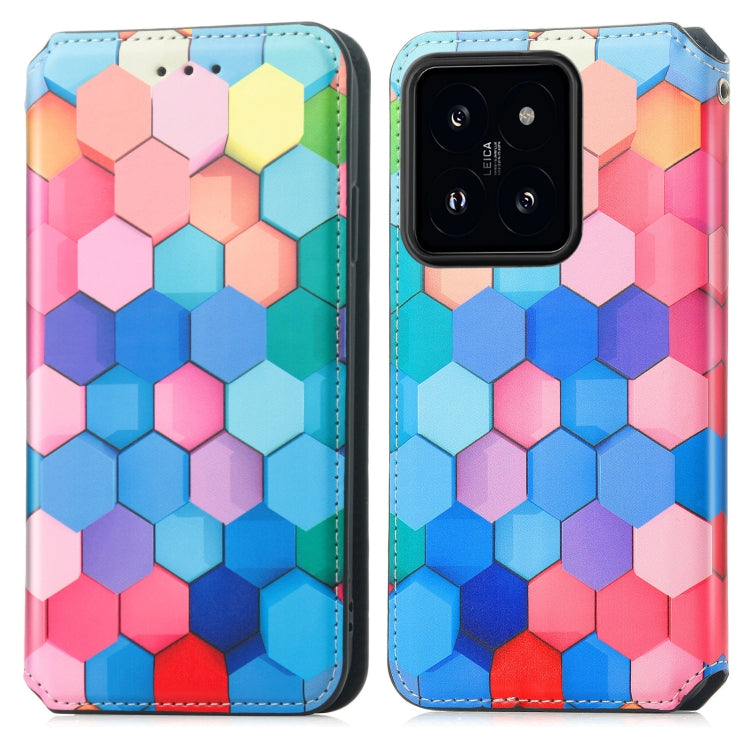 For Xiaomi 14 Pro CaseNeo Colorful Magnetic Leather Phone Case(Colorful Cube) - 14 Pro Cases by PMC Jewellery | Online Shopping South Africa | PMC Jewellery | Buy Now Pay Later Mobicred