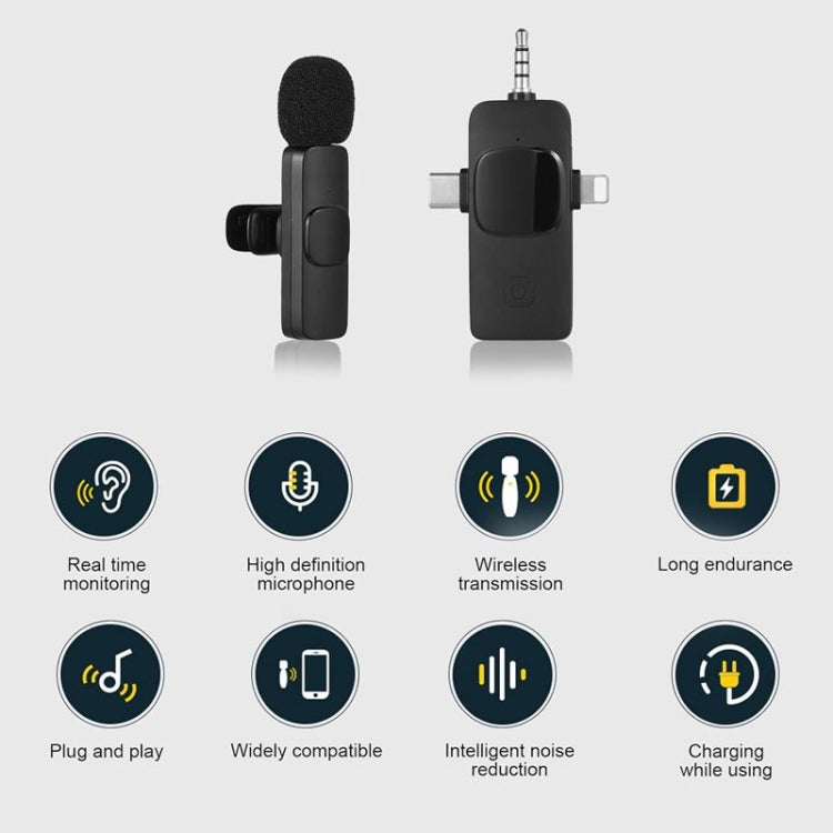 3 in 1 Wireless Lavalier Microphones for iPhone / Android - Microphone by PMC Jewellery | Online Shopping South Africa | PMC Jewellery