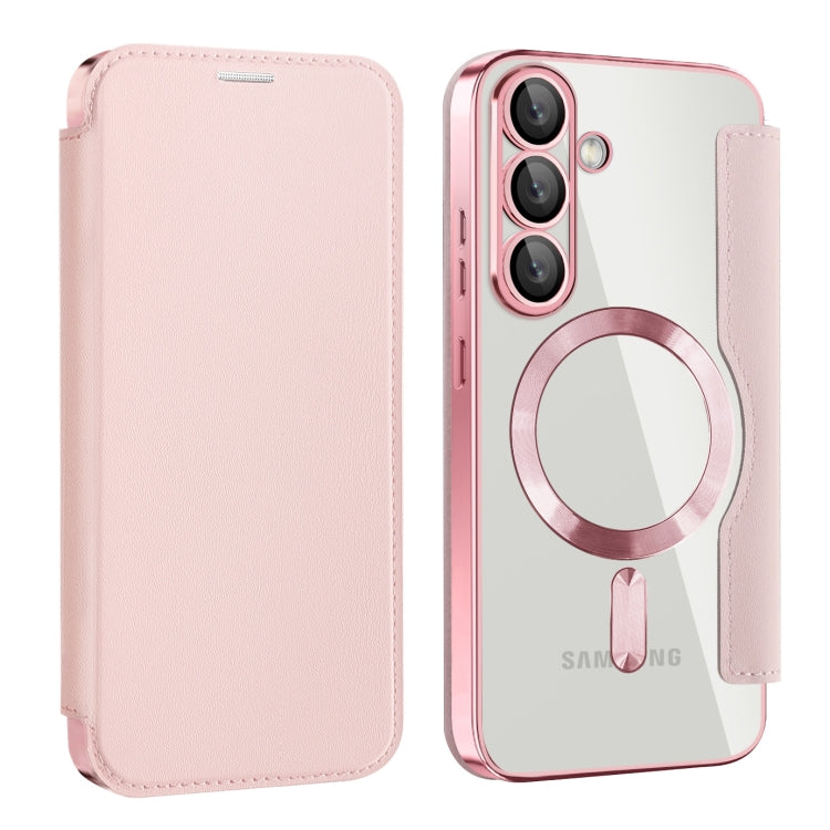 For Samsung Galaxy S25 5G Shield MagSafe RFID Anti-theft Leather Phone Case(Pink) - Galaxy S25 5G Cases by PMC Jewellery | Online Shopping South Africa | PMC Jewellery | Buy Now Pay Later Mobicred