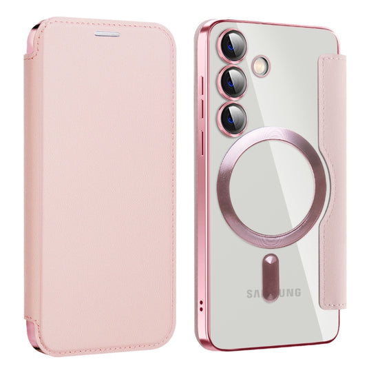 For Samsung Galaxy S25+ 5G Shield MagSafe RFID Anti-theft Leather Phone Case(Pink) - Galaxy S25+ 5G Cases by PMC Jewellery | Online Shopping South Africa | PMC Jewellery | Buy Now Pay Later Mobicred