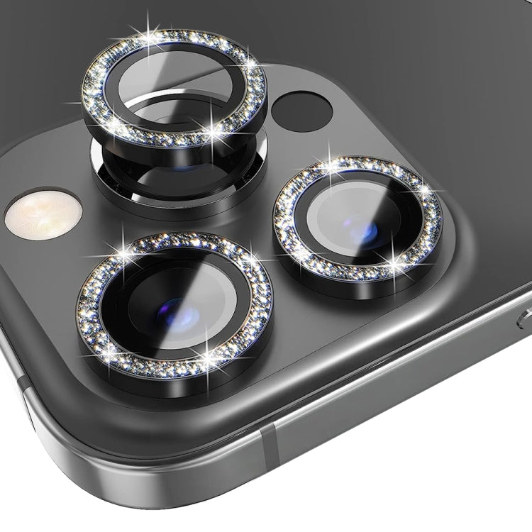 For iPhone 15 Pro / 15 Pro Max NORTHJO Camera Lens Protector Tempered Glass Bling Glitter Metal Ring Film(Black) - iPhone 15 Pro Tempered Glass by NORTHJO | Online Shopping South Africa | PMC Jewellery | Buy Now Pay Later Mobicred