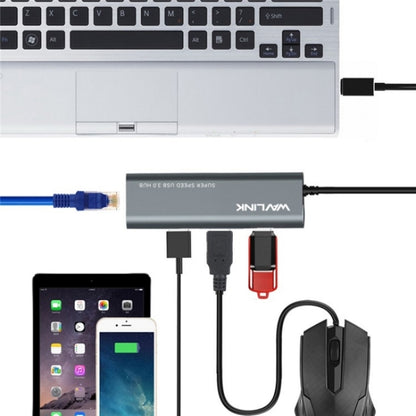 WAVLINK UH3031G/C Gigabit High Speed Hub Adapter Type-C to 3 x USB 3.0 + USB-C + RJ45 + DC Power Port - USB HUB by WAVLINK | Online Shopping South Africa | PMC Jewellery | Buy Now Pay Later Mobicred