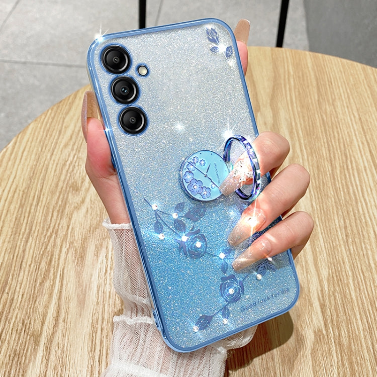 For Samsung Galaxy S25+ 5G Gradient Glitter Immortal Flower Ring All-inclusive Phone Case(Blue) - Galaxy S25+ 5G Cases by PMC Jewellery | Online Shopping South Africa | PMC Jewellery | Buy Now Pay Later Mobicred