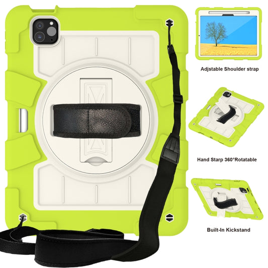 For iPad Pro 11 2024 Silicone Hybrid PC Shockproof Tablet Case with Shoulder Strap(Love Birds Green) - iPad Pro 11 2024 Cases by PMC Jewellery | Online Shopping South Africa | PMC Jewellery | Buy Now Pay Later Mobicred