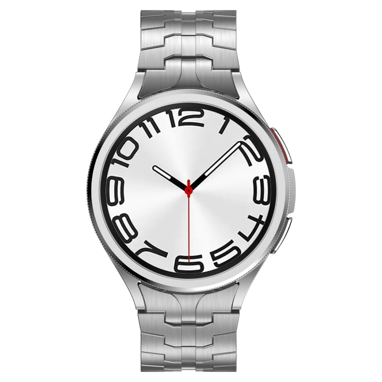 For Samsung Galaxy Watch 4 40 / 44mm Lron Man Curved Connection Stainless Steel Watch Band(Silver) - Watch Bands by PMC Jewellery | Online Shopping South Africa | PMC Jewellery