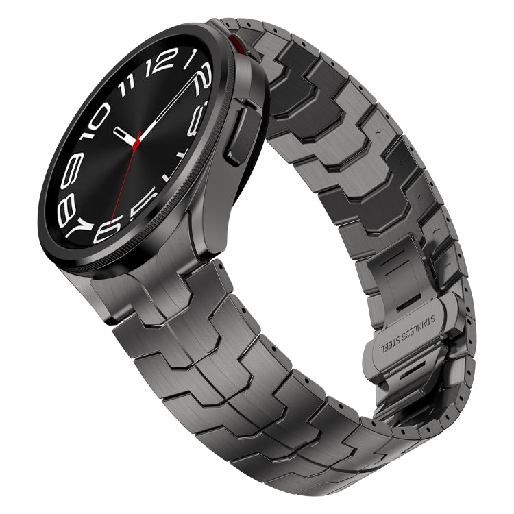 For Samsung Galaxy Watch 4 Classic 42 / 46mm Lron Man Curved Connection Stainless Steel Watch Band(Gray) - Watch Bands by PMC Jewellery | Online Shopping South Africa | PMC Jewellery