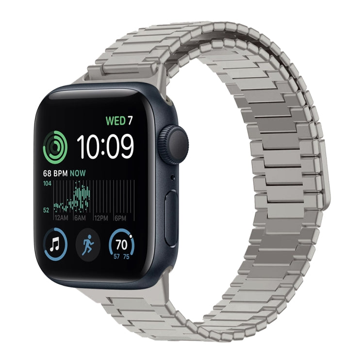 For Apple Watch SE 2022 40mm Bamboo Magnetic Stainless Steel Metal Watch Strap(Titanium Color) - Watch Bands by PMC Jewellery | Online Shopping South Africa | PMC Jewellery