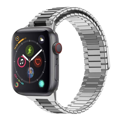 For Apple Watch Series 4 40mm Bamboo Magnetic Stainless Steel Metal Watch Strap(Silver Black) - Watch Bands by PMC Jewellery | Online Shopping South Africa | PMC Jewellery