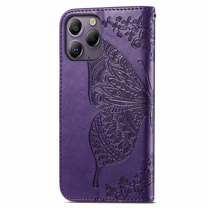 For Blackview A96 Butterfly Love Flower Embossed Leather Phone Case(Dark Purple) - More Brand by PMC Jewellery | Online Shopping South Africa | PMC Jewellery | Buy Now Pay Later Mobicred