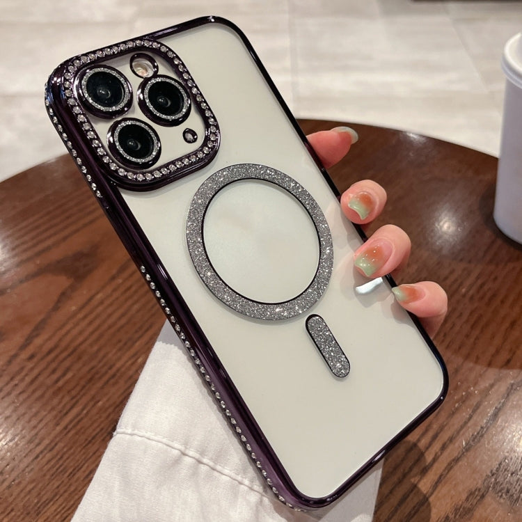 For iPhone 11 Pro Max Diamond Gradient Plated MagSafe TPU Phone Case(Purple) - iPhone 11 Pro Max Cases by PMC Jewellery | Online Shopping South Africa | PMC Jewellery