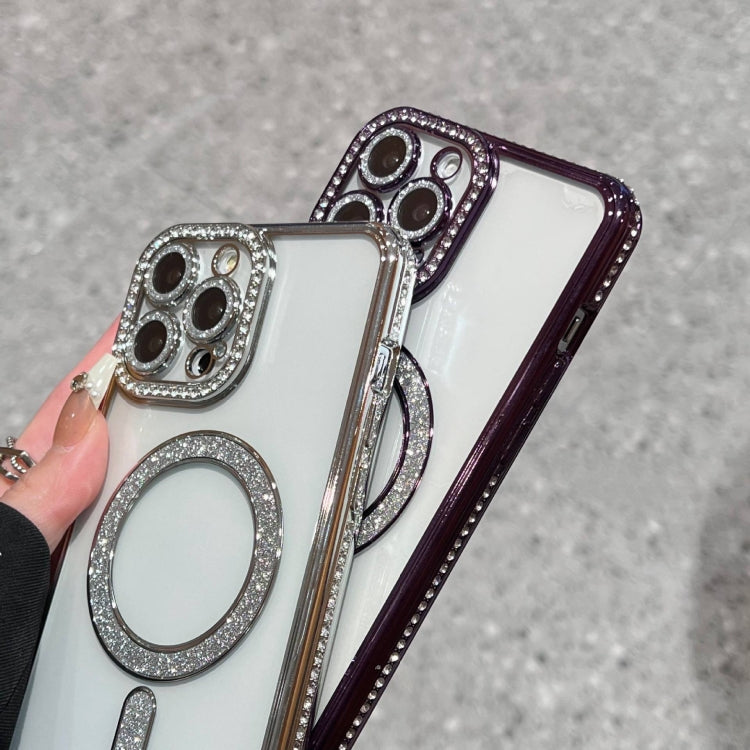 For iPhone 11 Pro Max Diamond Gradient Plated MagSafe TPU Phone Case(Purple) - iPhone 11 Pro Max Cases by PMC TechLife | Online Shopping South Africa | PMC TechLife