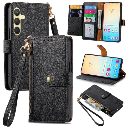 For Samsung Galaxy S24 5G Love Zipper Lanyard Leather Phone Case(Black) - Galaxy S24 5G Cases by PMC Jewellery | Online Shopping South Africa | PMC Jewellery | Buy Now Pay Later Mobicred