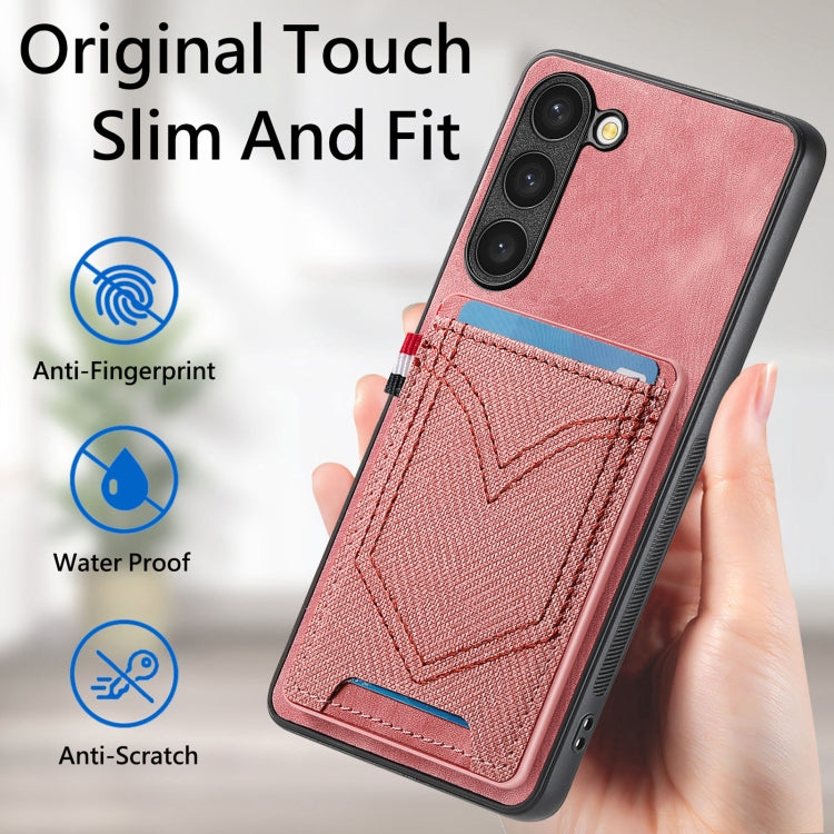 For Samsung Galaxy S25 Ultra 5G Denim Texture Leather Skin Phone Case with Card Slot(Pink) - Galaxy S25 Ultra 5G Cases by PMC Jewellery | Online Shopping South Africa | PMC Jewellery | Buy Now Pay Later Mobicred