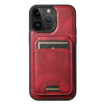 For iPhone 13 Pro Suteni H15 MagSafe Oil Eax Leather Detachable Wallet Back Phone Case(Red) - iPhone 13 Pro Cases by Suteni | Online Shopping South Africa | PMC Jewellery