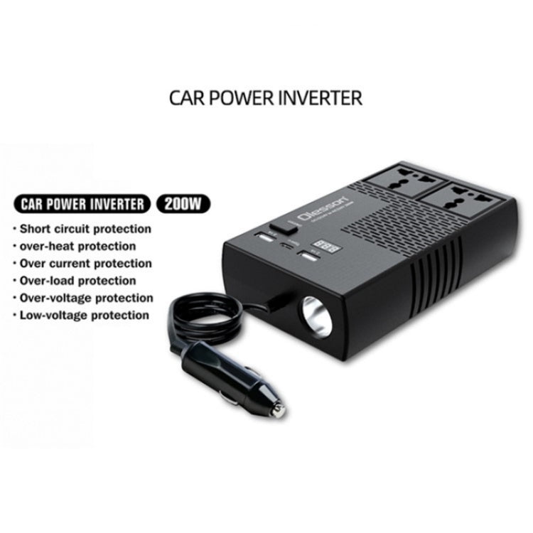 12V to 220V Car High-Power 200W Power Socket Car Charger Cigarette Lighter Car Inverter - Car Charger by PMC Jewellery | Online Shopping South Africa | PMC Jewellery | Buy Now Pay Later Mobicred