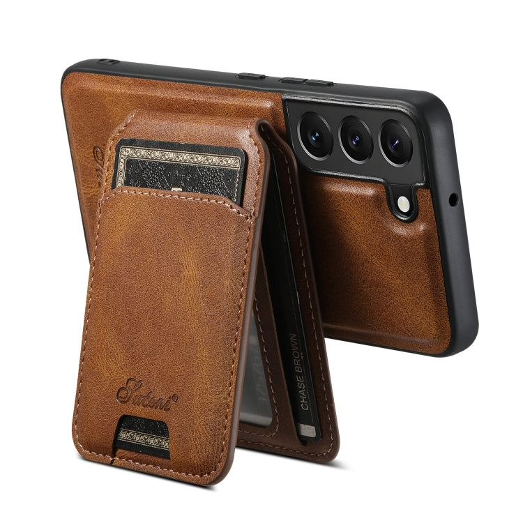 For Samsung Galaxy S22+ 5G Suteni H15 MagSafe Oil Eax Leather Detachable Wallet Back Phone Case(Brown) - Galaxy S22 5G Cases by Suteni | Online Shopping South Africa | PMC Jewellery