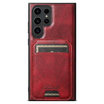 For Samsung Galaxy S25 Ultra 5G Suteni H15  Oil Eax Leather Detachable Wallet Back Phone Case(Red) - Galaxy S25 Ultra 5G Cases by Suteni | Online Shopping South Africa | PMC Jewellery | Buy Now Pay Later Mobicred