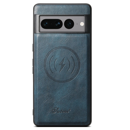 For Google Pixel 8 Pro Suteni H15 Oil Eax Leather Detachable Wallet Back Phone Case(Blue) - Google Cases by Suteni | Online Shopping South Africa | PMC Jewellery | Buy Now Pay Later Mobicred