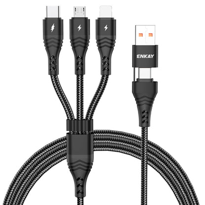 ENKAY 6-in-1 5A USB / Type-C to Type-C / 8 Pin / Micro USB Multifunction Fast Charging Cable, Cable Length:1m(Black) - Multifunction Cable by ENKAY | Online Shopping South Africa | PMC Jewellery | Buy Now Pay Later Mobicred