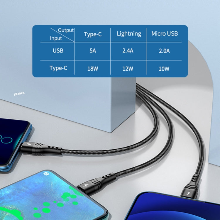 ENKAY 6-in-1 5A USB / Type-C to Type-C / 8 Pin / Micro USB Multifunction Fast Charging Cable, Cable Length:2m(Black) - Multifunction Cable by ENKAY | Online Shopping South Africa | PMC Jewellery | Buy Now Pay Later Mobicred