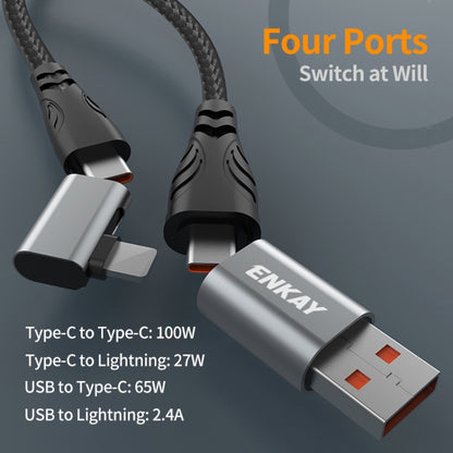 ENKAY PD100W 4-in-1 USB-A / Type-C to Type-C / 8 Pin Multifunction Fast Charging Cable with E-Marker, Cable Length:2m - Multifunction Cable by ENKAY | Online Shopping South Africa | PMC Jewellery | Buy Now Pay Later Mobicred